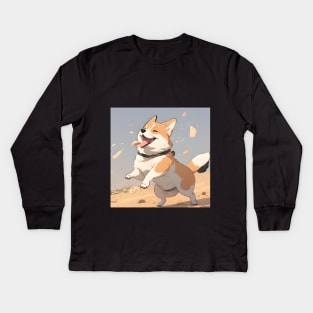 Cute Shiba Puppy - Adorable Furry Friend for Your Home Decor Kids Long Sleeve T-Shirt